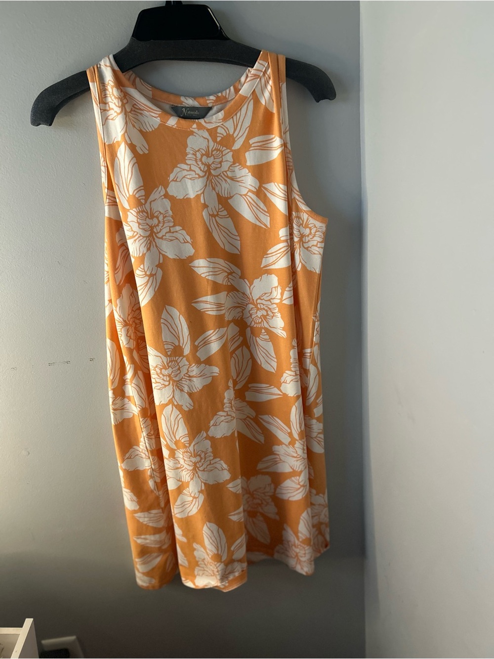 Natural Reflections Sleeveless Orange and White Floral Dress